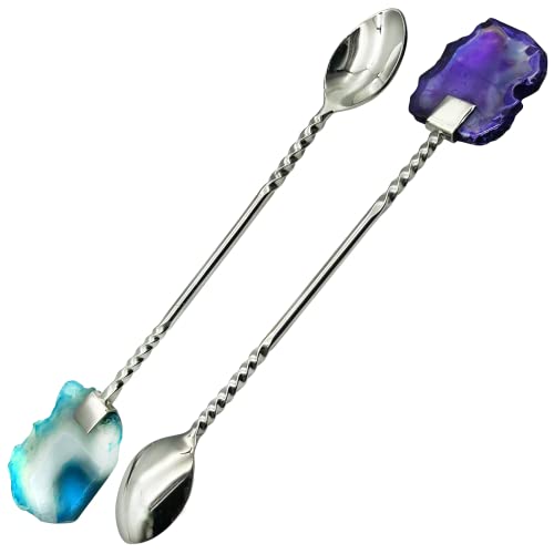 Handmade Bar Spoon, Cocktail Stirrer in Silver stainless steel cocktail mixing spoon (Set of 2)