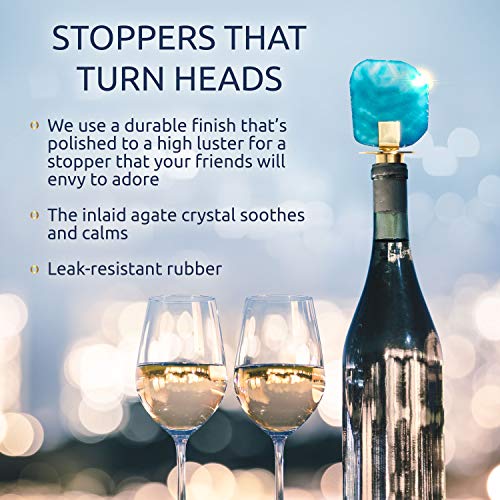 Decorative Wine Bottle Stoppers with stand (Set of 3) Crystal Wine Corks, Perfect Bar Set