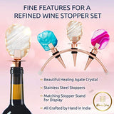 Decorative Wine Bottle Stoppers with stand (Set of 3) Crystal Wine Corks, Perfect Bar Set