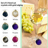 Wine Glass Charms for Stem Glasses, Wine drink markers Set of 6 with Gold edging