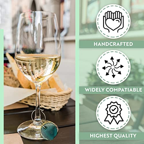 Wine Glass Charms for Stem Glasses, Wine drink markers Set of 6 with Gold edging